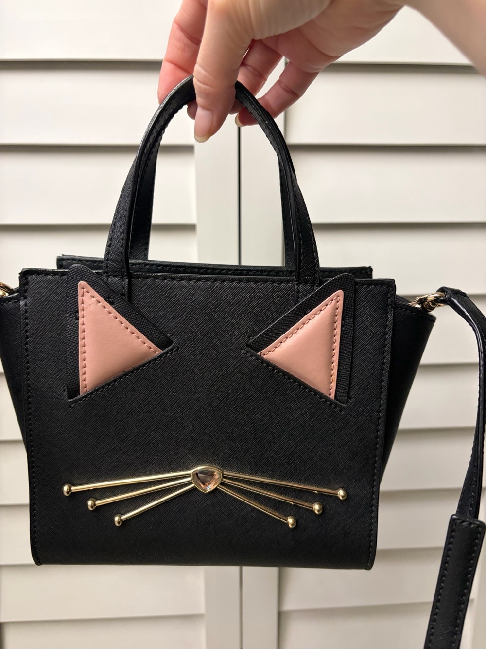 kate spade Black Mini Cat three-piece set Tote, coin pouch and wallet